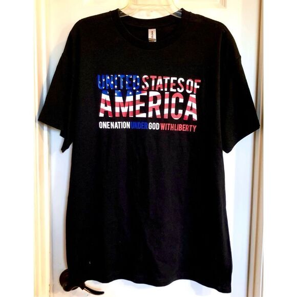 GILDAN - NWOT - M Sz L Patriotic Tee. “ One Nation Under God with Liberty” - Picture 2 of 8